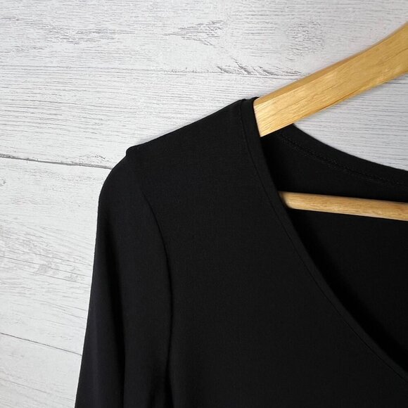 Eileen Fisher Dress Womens Size M/M Black V Neck Loungewear Comfort Minimalist - Picture 9 of 16